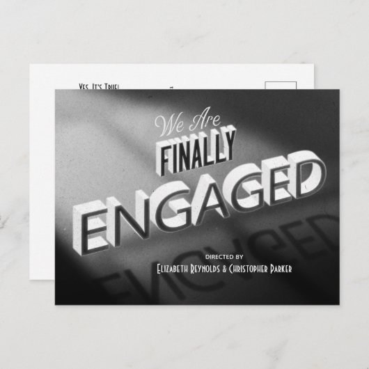 Endlich Verlobt Film Save the Date Schwarz-weiß Postkarte (Vorne/Hinten)