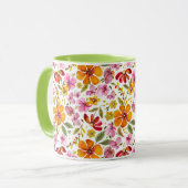 Endlich Wasserfarben-Blumen Frühling Tasse (Vorderseite Links)