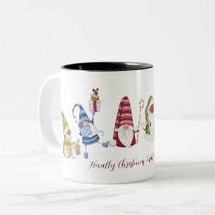 Endlich Weihnachten mit meinen Gnomen Funny Gnomes Zweifarbige Tasse