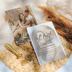 Endlich zarte Kalligraphie & Arch Foto Hochzeit Einladung