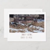 Endlich zurück zu Ihnen - Rusty Car Foto Postkarte (Vorne/Hinten)