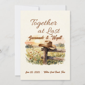 Endlich zusammen | Western-Ranch-Hochzeitseinladun Einladung