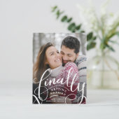 Endliche Verheiratung Save the Date Postkarte (Stehend Vorderseite)