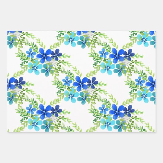 Endlos blau Vergiss mich nicht Blume Geschenkpapier Set (Vorderseite)