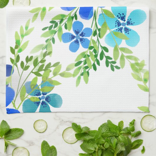 Endlos blau Vergiss mich nicht Blume Geschirrtuch (Gefaltet)