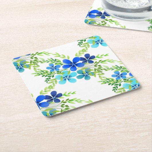 Endlos blau Vergiss mich nicht Blume Rechteckiger Pappuntersetzer (angewinkelt)