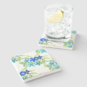 Endlos blau Vergiss mich nicht Blume Steinuntersetzer (Seitenansicht)