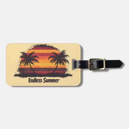 Endlos Retro Sommer Sunset Design Gepäckanhänger (Vorderseite horizontal)