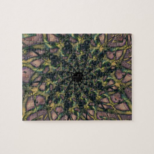 Endlos | Rosa und gelbes Fraktal Art Puzzle (Horizontal)