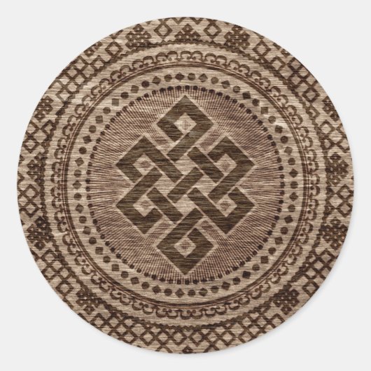 endlose Art Decorative auf Holzfläche Runder Aufkleber (Vorderseite)