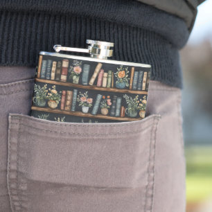 Endlose Bücher Retro Flachmann