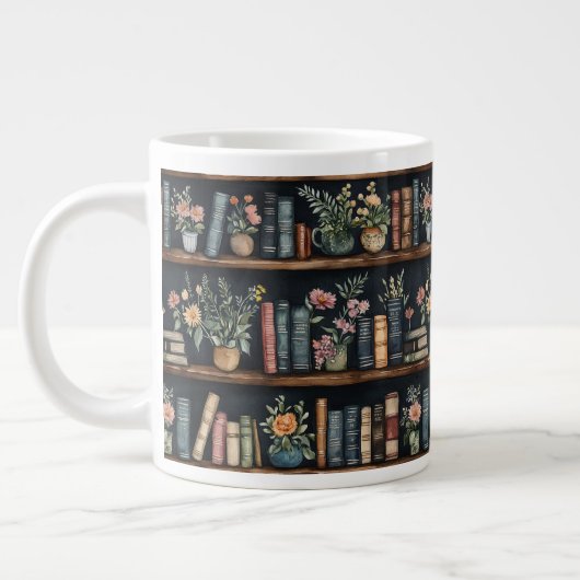 Endlose Bücher Retro Jumbo-Tasse (Links)