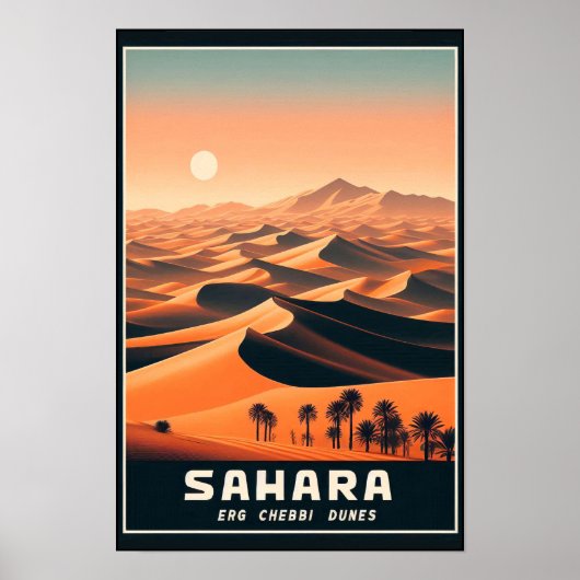 Endlose Dünen von Erg Chebbi, Marokko Poster (Vorne)