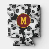 Endlose Fußballbälle spielen mit Monogramm Dosenkühler (Rückseite)