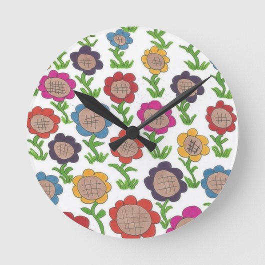 Endlose Garden Blume Muster Art Runde Wanduhr (Vorderseite)
