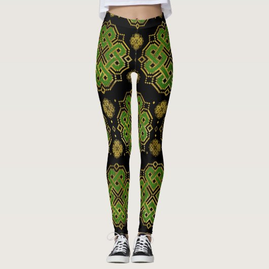 Endlose Knie - Kleeblatt Vierblatt-Klee Leggings (Vorderseite)