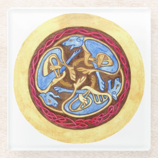 Endlose Knoten bei Tieren Glasuntersetzer (Vorderseite)