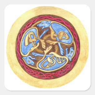 Endlose Knoten bei Tieren Quadratischer Aufkleber