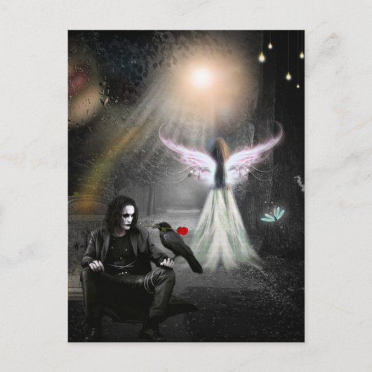 Endlose Liebe Crow und Angel Postkarte (Vorderseite)