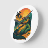 Endlose Sommerkrokodile - Retro Runde Wanduhr (Winkel)