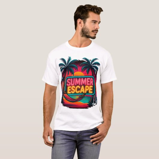 Endlose Sommerpause - Retro Sunset Adventure T-Shirt (Vorne ganz)