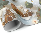 Endlose Weihnachts-Gingerbrot-Dorf Geschenkpapier (Rolleneckpunkt)
