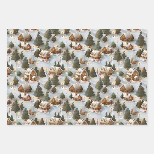 Endlose Weihnachts-Gingerbrot-Dorf Geschenkpapier Set (Vorderseite 3)