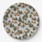 Endlose Weihnachts-Gingerbrot-Dorf Pappteller (Vorderseite)