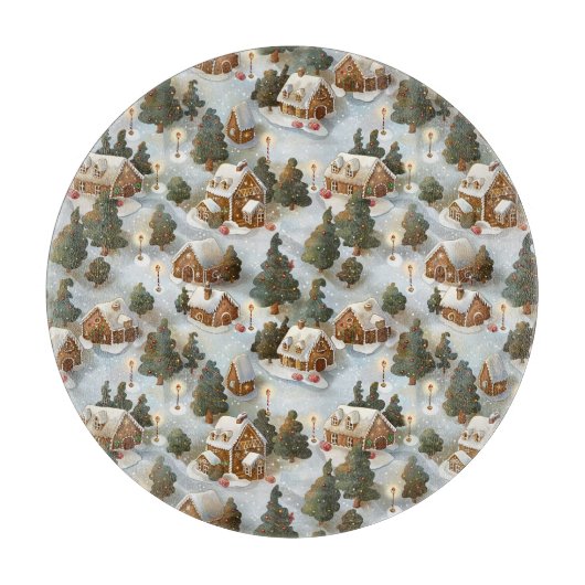 Endlose Weihnachts-Gingerbrot-Dorf Schneidebrett (Vorderseite)