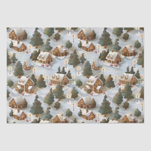 Endlose Weihnachts-Gingerbrot-Dorf Seidenpapier (Vorderseite)