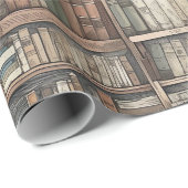 endlosen Bücherregalen Geschenkpapier (Rolleneckpunkt)
