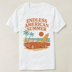 Endloser amerikanischer Sommer Retro-Surf-Kunst T-Shirt