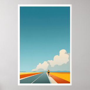 Endloser Horizont-Fahrposter - Alleiniger Radfahre Poster