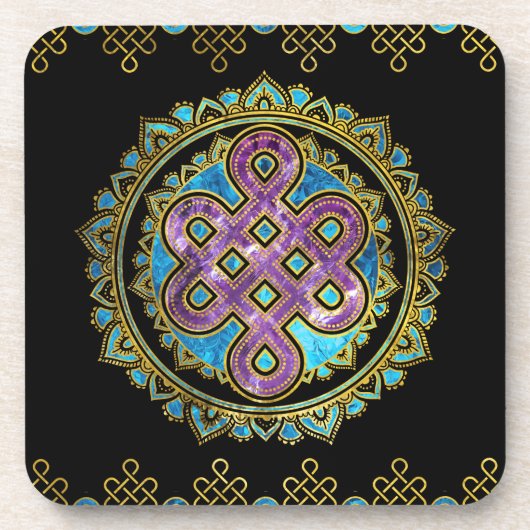 Endloser Knoten in Mandala-Lotus-Form Untersetzer (Vorderseite)