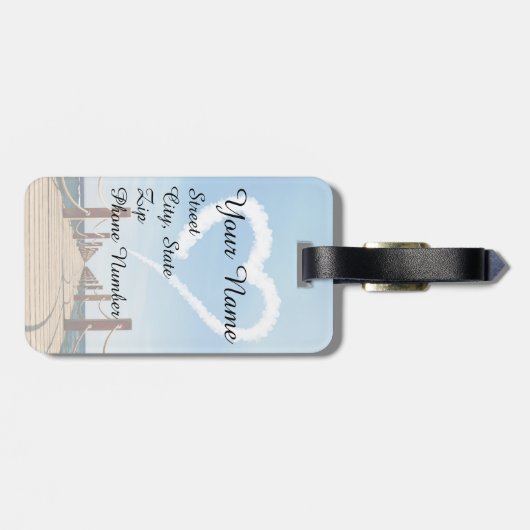 Endloser Pfad Herzförmige Cloud Gepäckanhänger (Rückseite horizontal)