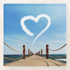 Endloser Pfad Herzförmige Cloud Glasuntersetzer