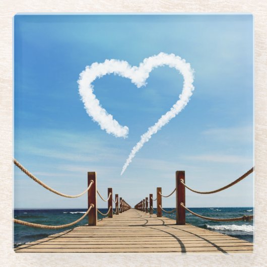 Endloser Pfad Herzförmige Cloud Glasuntersetzer (Vorderseite)