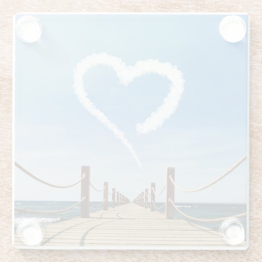 Endloser Pfad Herzförmige Cloud Glasuntersetzer (Rückseite)