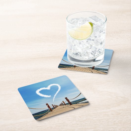 Endloser Pfad Herzförmige Cloud Rechteckiger Pappuntersetzer (Vor Ort)