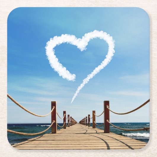 Endloser Pfad Herzförmige Cloud Rechteckiger Pappuntersetzer (Vorderseite)