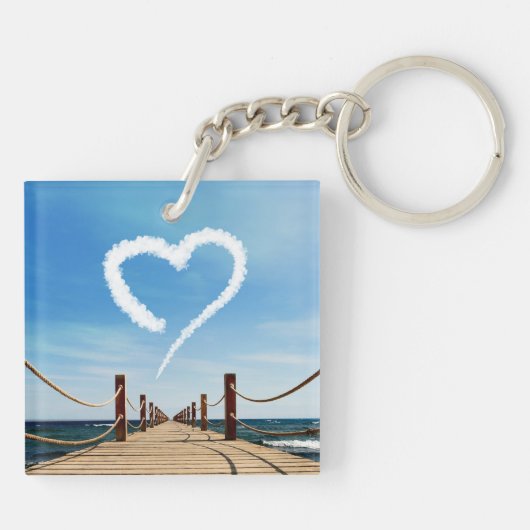 Endloser Pfad Herzförmige Cloud Schlüsselanhänger (Rückseite)