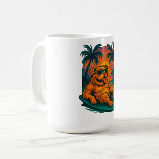 Endloser Sommer Bulldog - Retro Surf Kaffeetasse (Vorderseite Links)