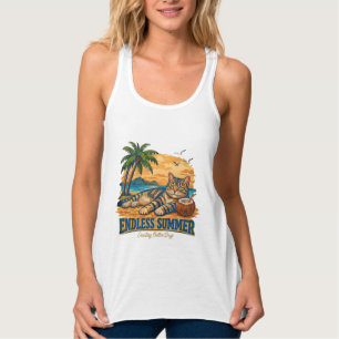 Endloser Sommer Katze T-Shirt Lustiger Strand Frau Tank Top