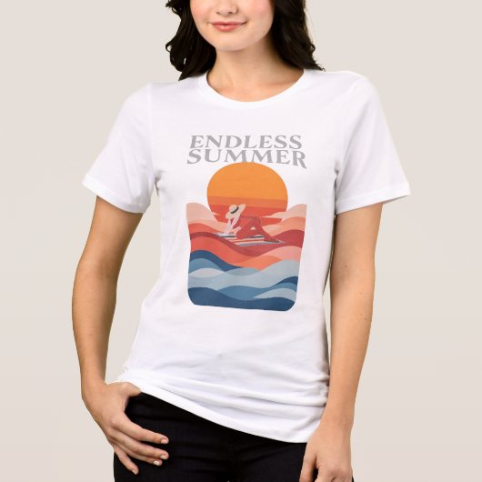 Endloser Sommer - Retro Sunset & Beach Vibes Tri-Blend Shirt (Vorderseite)