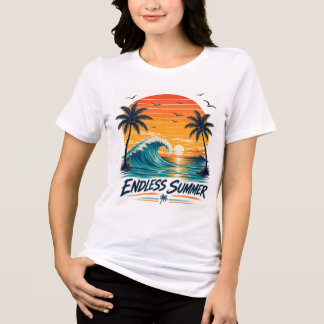 Endloser Sommer | Retro-Tropischer Sonnenuntergang Tri-Blend Shirt