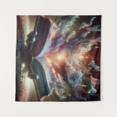 Endloses Buch mit kaskadierenden liquiden Wörtern Wandteppich (Vorderseite (Horizontal))