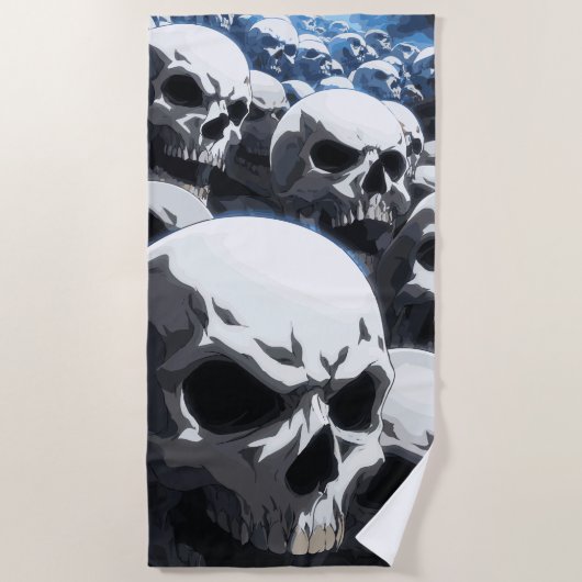 Endloses Schädel Feld Dunkle Illustration Strandtuch (Vorderseite)