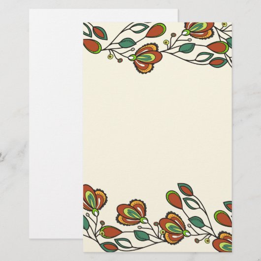 Endlosmuster mit Blume Briefpapier (Vorne/Hinten)