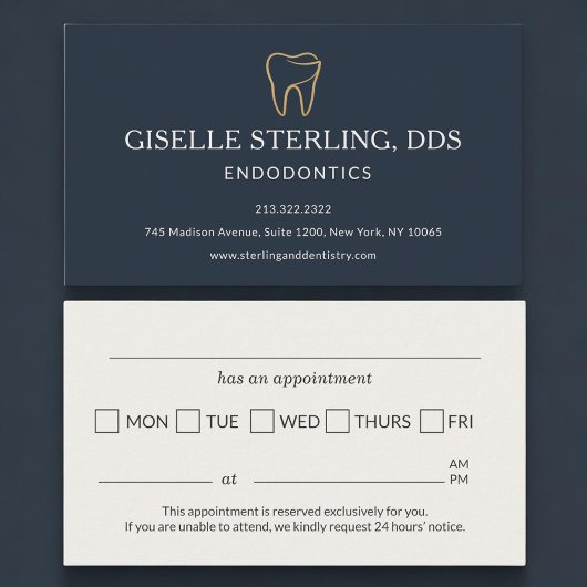 Endodontics Dentistry Tooth Appointment Reminder Visitenkarte