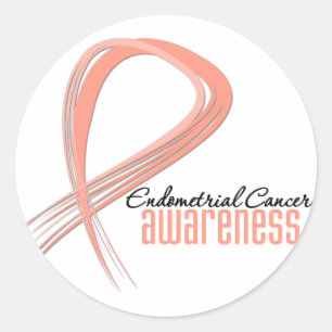 Endometrial Cancer Awareness Grunge Ribbon Runder Aufkleber